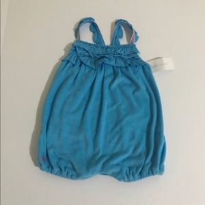 NWT Ralph Lauren Terry Girl’s Romper with ruffles 24M